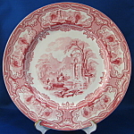 Click here to enlarge image and see more about item 7462: Grimwades Red Transfer Plate Genoa Landscape Pink