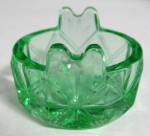 Click to view larger image of Cambridge Green Glass Open Salt Tub 8 Sides Cut Vintage (Image2)