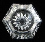 English Clear Glass Open Salt Dip Paneled Star Bottom
