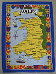 Tea Towel Map Of Wales Coat Of Arms England Vintage