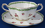 George Jones Crescent Cream Soup And Saucer Rosebuds