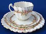 Antique Staffordshire Cup Saucer Plate Flower Bouquets