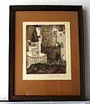 Original Signed Etching M W Swan Castle Framed Matted