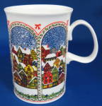 Click here to enlarge image and see more about item 7819a: Dunoon Sue Scullard Christmas Mug Snowy English Village