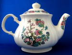 Click here to enlarge image and see more about item 7859a: Teapot Sadler Indian Tree Peony Ironstone Large Mint