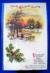 Postcard Christmas Greeting 1922 Snow Scene Holly Poem