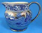 Click here to enlarge image and see more about item 7884: Wedgwood Fallow Deer Pitcher Blue Transfer Platinum Jug