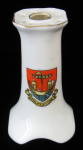 Click here to enlarge image and see more about item 8202: Carlton Crested China Hat Pin Holder Antique Folkestone