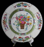 Click here to enlarge image and see more about item 8219: Wedgwood Pearl Ware Plate Hand Colored Flower Basket