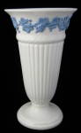 Wedgwood Queens Ware Vase Blue Grapevine On White Tall