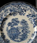Click to view larger image of Clarice Cliff Tonquin Dinner Plate Blue Transferware (Image2)
