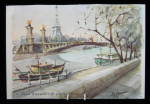 Click to view larger image of Postcard Signed Artist Delane Watercolor Paris Eiffel T (Image1)