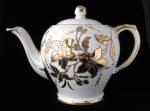 Click here to enlarge image and see more about item 8356: Teapot Large Vintage Sadler Gold Flowers Tea Pot