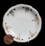 Click here to enlarge image and see more about item 8357: Butter Pat Gold Leaf Floral Homer Laughlin Bag Caddy 