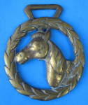 Click here to enlarge image and see more about item 8372: English Horse Brass Horse Head Husk Wreath Antique Pub