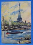 Postcard Artist Sgnd Watercolor Eiffel Tower Paris Yvon
