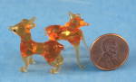Amber Art Glass Miniature Deer Pair Vintage Mouth Blown