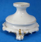 Click to view larger image of Antique Porcelain Candle Holder White Gold Fancy 3 Feet (Image1)