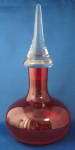 Scandanavian Art Glass Decanter Red With Clear Top