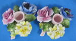 Click here to enlarge image and see more about item 8584: Staffordshire Flower Posy Candle Holder Pair Radnor Fab 1940s