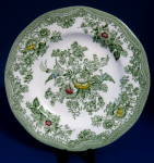 Green Transferware Bread Plate Kent Hand Colored