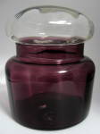 Click here to enlarge image and see more about item 8630: Vanity Jar Amethyst Glass Clear Lid Large Italian Purpl