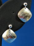 Click here to enlarge image and see more about item 8639a: Antique Silver Cufflink Earrings Gold Posts Engraved UK