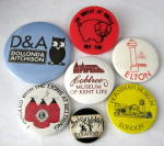 Click here to enlarge image and see more about item 8642: Lapel Badges Lot of 7 Pinback Buttons England 1930-1950