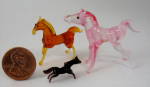 Click here to enlarge image and see more about item 8664: Art Glass Set Of 3 Horses Vintage Mouth Blown Hand Made