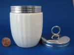 Egg Coddler Ribbed White Canadian Large King Chromw Lid