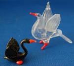 Click here to enlarge image and see more about item 8708: Art Glass Pale Blue Seagull And Cormorant Mouth Blown