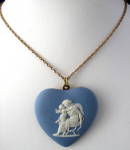 Wedgwood Jasper Heart Necklace 10kt Gold Aphrodite Cupi