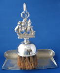 Crumber Wisk Broom With Pan Sailing Ship Finial England