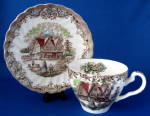 Click here to enlarge image and see more about item 8865: Brown Transferware Cup And Saucer Radford Colonial