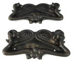 Art Nouveau 2 Cabinet Drawer Pulls Foliage Tin England
