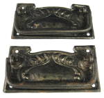 Click to view larger image of Art Nouveau Cabinet Drawer Pull Pair Leaves Tin England (Image1)