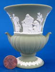 Wedgwood Green Jasperware Classical Vase Urn England 1970s