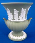 Click to view larger image of Wedgwood Green Jasperware Classical Vase Urn England (Image2)