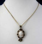 Antique Italian Shell Cameo Necklace 14kt Gold Chain