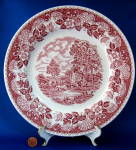 Barratts Red Transferware Dinner Plate Elizabethan