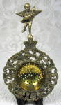 Click to view larger image of English Tea Strainer Ornate Cast Brass Angel Finial Antique (Image2)