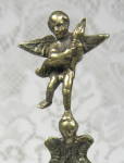 Click to view larger image of English Tea Strainer Ornate Cast Brass Angel Finial Antique (Image3)
