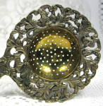 Click to view larger image of English Tea Strainer Ornate Cast Brass Angel Finial Antique (Image5)