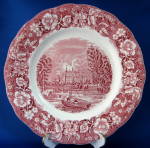 Palissy Pink Transfer Plate Thames River Eton College
