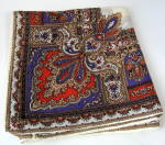 Retro Scarf Red Blue Wht Tile Design Paisley Italy 1967