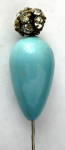 Click here to enlarge image and see more about item 9068: Hatpin Rhinestone Ball Top Turquoise Finial 8 In Long