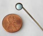 Click here to enlarge image and see more about item 9084: Stick Pin Moonstone Gold Plated Lapel Pin Antique
