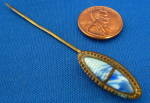 Stick Pin Lapel Pin Blue And White Marble Glass Hatpin