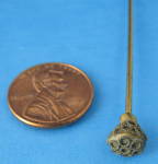 Antique Hat Pin Gold Twist Metal Circles 6 In Cane Top