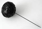 Click here to enlarge image and see more about item 9127: Hatpin Black Sequin Ball Top Blue Steel Pin Antique